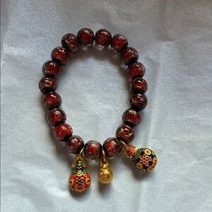 Chic Red and Gold Charm Bracelet